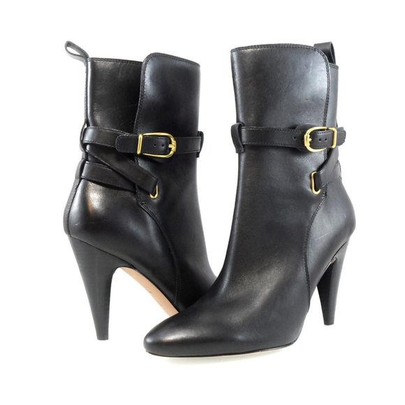 NIB$550 VERONICA BEARD Sohelia Buckled Strap Leather High-heel Ankle Boots 7.5 - Picture 5 of 14